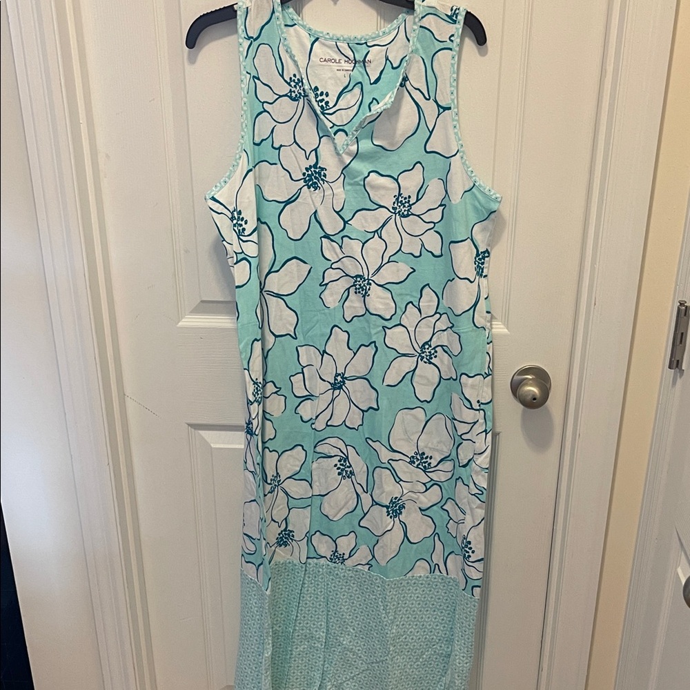 Midnight by Carole Hochman Floral Print Top - Blue and White